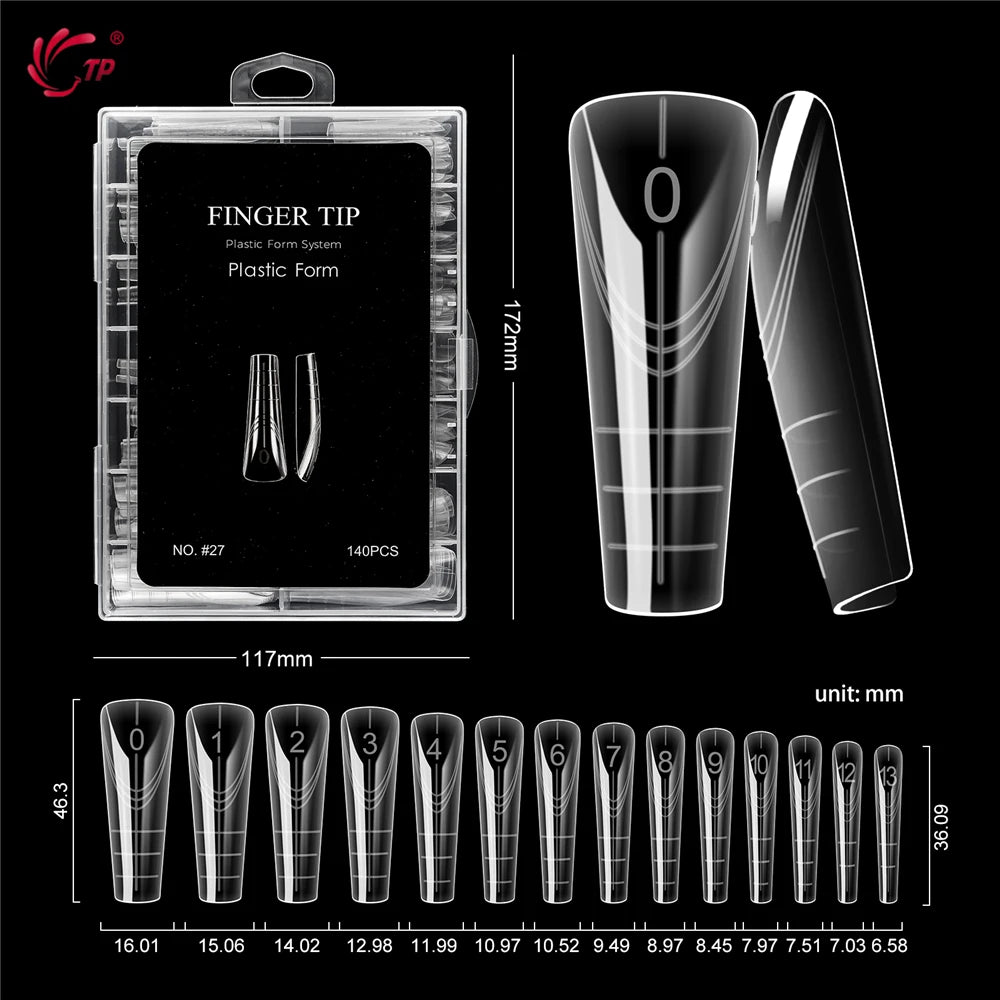 TP New 70pcs/140pcs Clear Nail Dual Form Full Cover Nail Extension System Quick Building Gel Molds False Nail Tip Manicure Tools