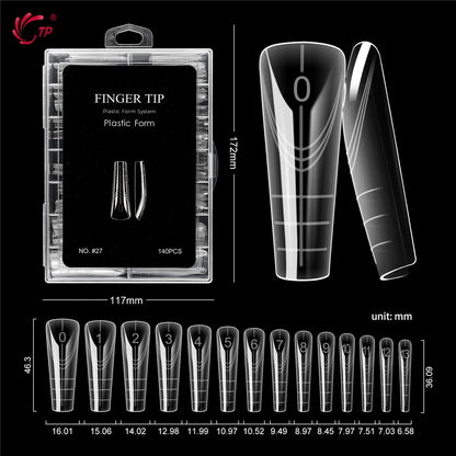 TP New 70pcs/140pcs Clear Nail Dual Form Full Cover Nail Extension System Quick Building Gel Molds False Nail Tip Manicure Tools