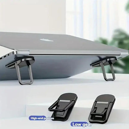 2PCS Mini Foldable Laptop Stand Portable Computer Keyboard Riser with 2 Adjustable Angles Self-Adhesive Invisible Notebook Stand