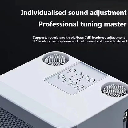 Karaoke Machine With 2 Wireless Dual Microphones Portable Boombox AUX TF Card U Disk Player Voice Changer For Party