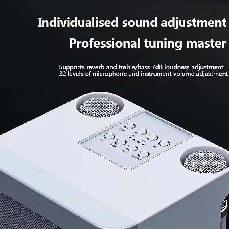 Karaoke Machine With 2 Wireless Dual Microphones Portable Boombox AUX TF Card U Disk Player Voice Changer For Party