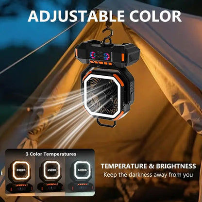 40000mAh Camping Fan Rechargeable Desktop Portable Air Circulator Wireless Ceiling Electric Fan with Power Bank LED Lighting