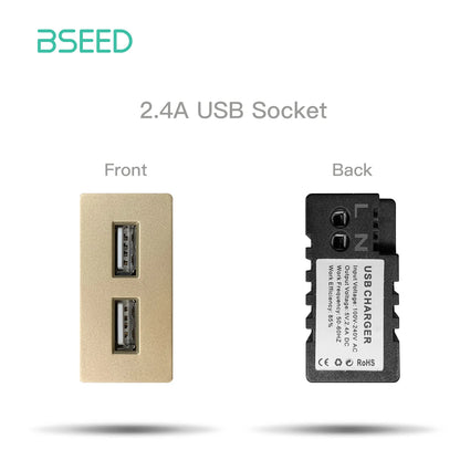 BSEED Glass Frames EU Standard HDMI Tel Sockets Module Part Internet Wall Sockets TV DIY Function Base USB CAT5 Satellite Parts