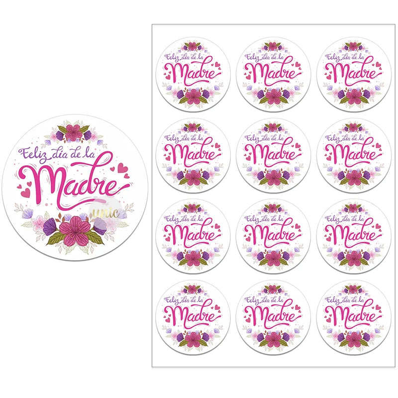 Feliz Día De La Madre Español Happy Mother's Day Decor Stickers Labels Floral Self-adhesive Paper Labels