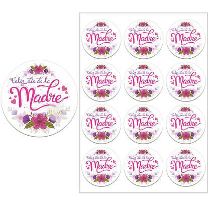 Feliz Día De La Madre Español Happy Mother's Day Decor Stickers Labels Floral Self-adhesive Paper Labels