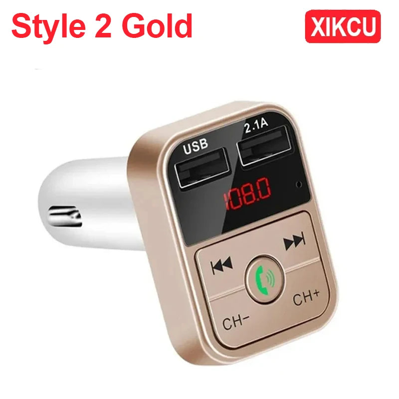 XIKCU LED MP3 Bluetooth FM Audio Receiver Hands-Free Bluetooth 5.0 Transmitter 2.1A 3.1A QC3.0 Type C Dual USB Car kit Charger