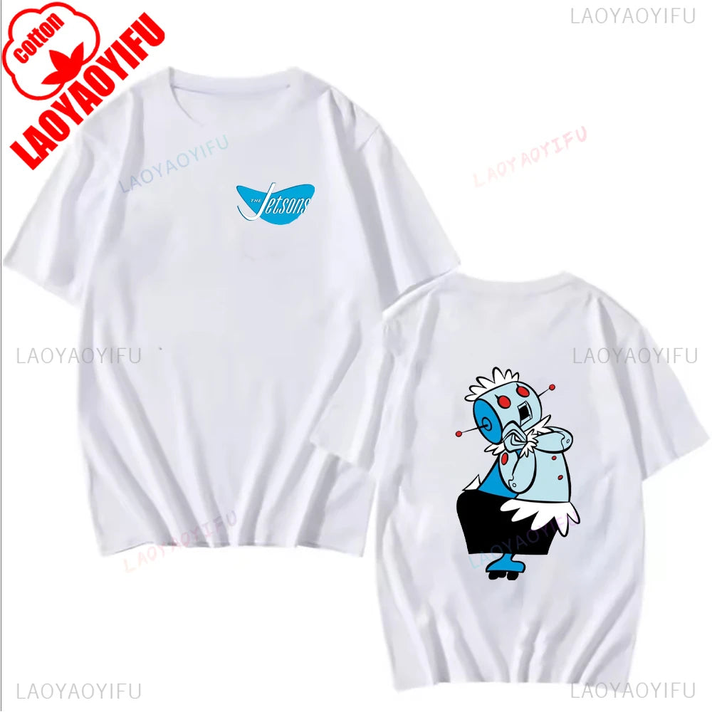 The Jetsons Printed T-shirt Tops Cartoon The Jetsons Letter Clothes Rosie The Robot Graphic T-shirts Breathable Camisetas