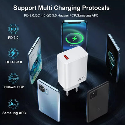 Total 67W USB GaN Charger Fast Charging Wall Phone Adapter 6A USB to TypeC Cable Quick Charge 3.0 Plug For iPhone Samsung Xiaomi