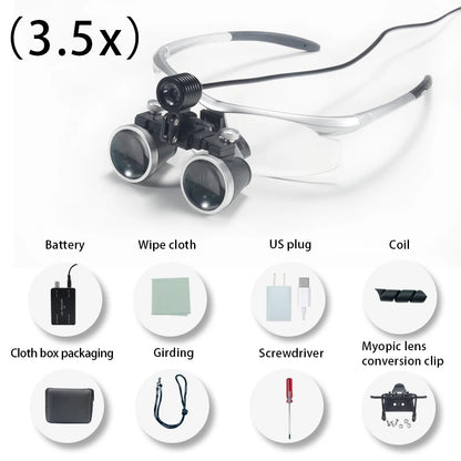 Dentistry Binocular Magnifier 2.5X 3.5X Ultra-lightweight Optical Loupes 320-420mm Magnifying Glass for Dental Surgery