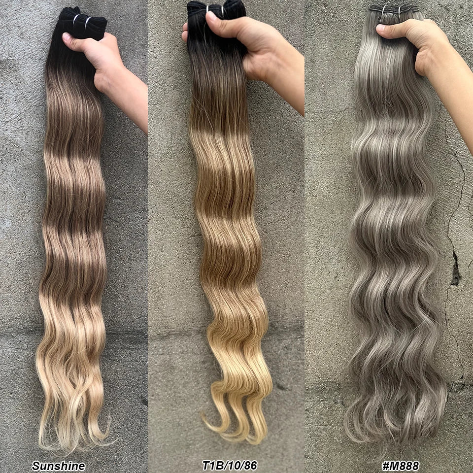 Magicae 30Inch 200g/Pc Chocolate Ombre Brown Orange Blond P27/613 Bio Body Wave Grey High Temperature Synthetic Hair Extension