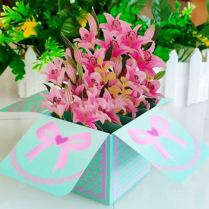 New 3D Pop Up Bouquet Flowers Happy Mother's Day Card 3D Greeting Cards Birthday Postcard Thank You Girlfriend Teacher Gifts