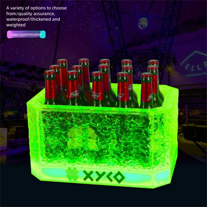 LED Rechargeable Glowing Ice Bucket, Bar KTV Champagne Bucket, Nightclub Dedicated Beer Bucket,Wine Bottle Storage Container