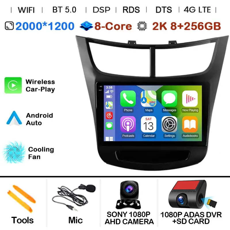 For Chevrolet Sail aveo 2015 2016 2017 2018 2019 2020 2022 carplay Android 15 DSP 2 din 4G NET Car Radio Multimedia Video Player
