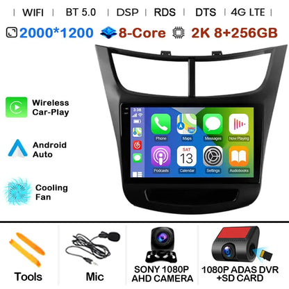 For Chevrolet Sail aveo 2015 2016 2017 2018 2019 2020 2022 carplay Android 15 DSP 2 din 4G NET Car Radio Multimedia Video Player