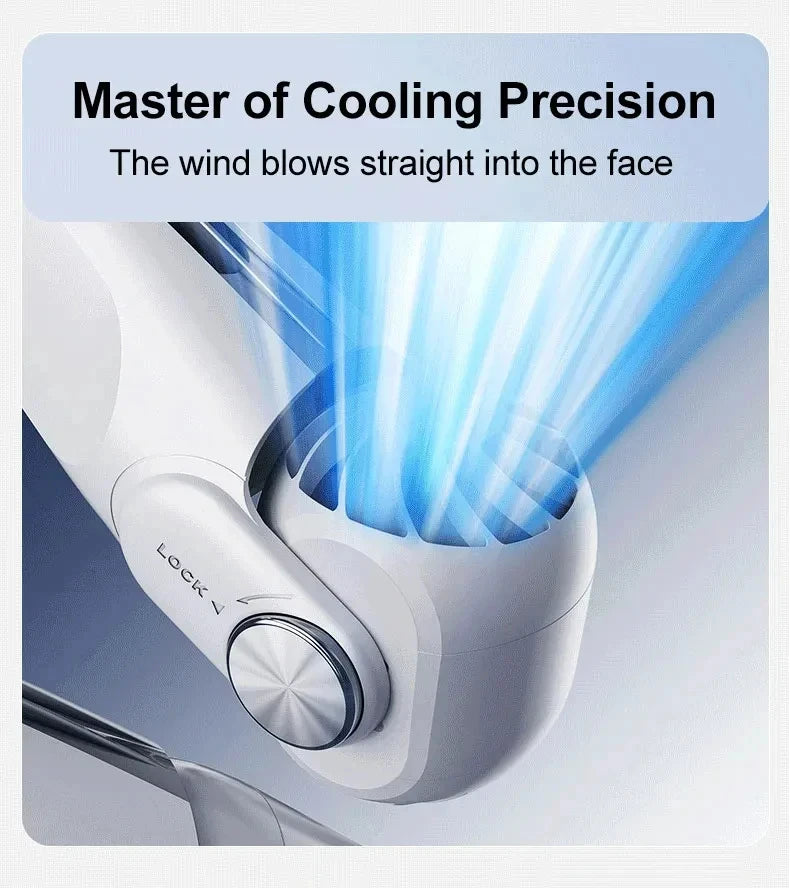 Portable Neck Hanging Fan With Usb Charging Adjustable Bladeless Turbofan Bladeless Student Dormitory Home Outdoor Cooling