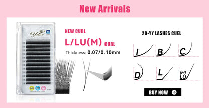 Yelix L Curl Lash Extension 8-15mm MIX Matte Mink Eyelashes Extension Individual Eyelashes L+/LU/M Curl Makeup False Lashes