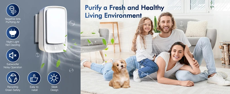 Negative Ion Mini Air Purifier Whisper Quiet Operation Plug In Air Cleaner Fresher For Pet Kitchen Smokers Toilet Bathroom