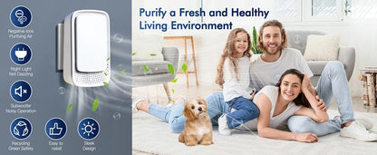 Negative Ion Mini Air Purifier Whisper Quiet Operation Plug In Air Cleaner Fresher For Pet Kitchen Smokers Toilet Bathroom