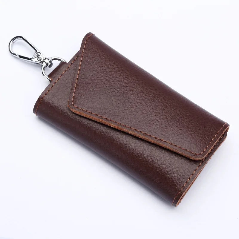 New Genuine Leather Keychain Men Key holder key organizer Pouch Car Key pouch Wallet Housekeeper Key Case Mini Card Bag