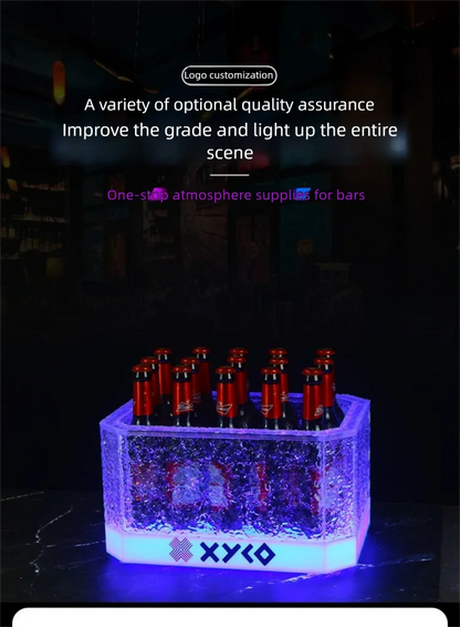 LED Rechargeable Glowing Ice Bucket, Bar KTV Champagne Bucket, Nightclub Dedicated Beer Bucket,Wine Bottle Storage Container