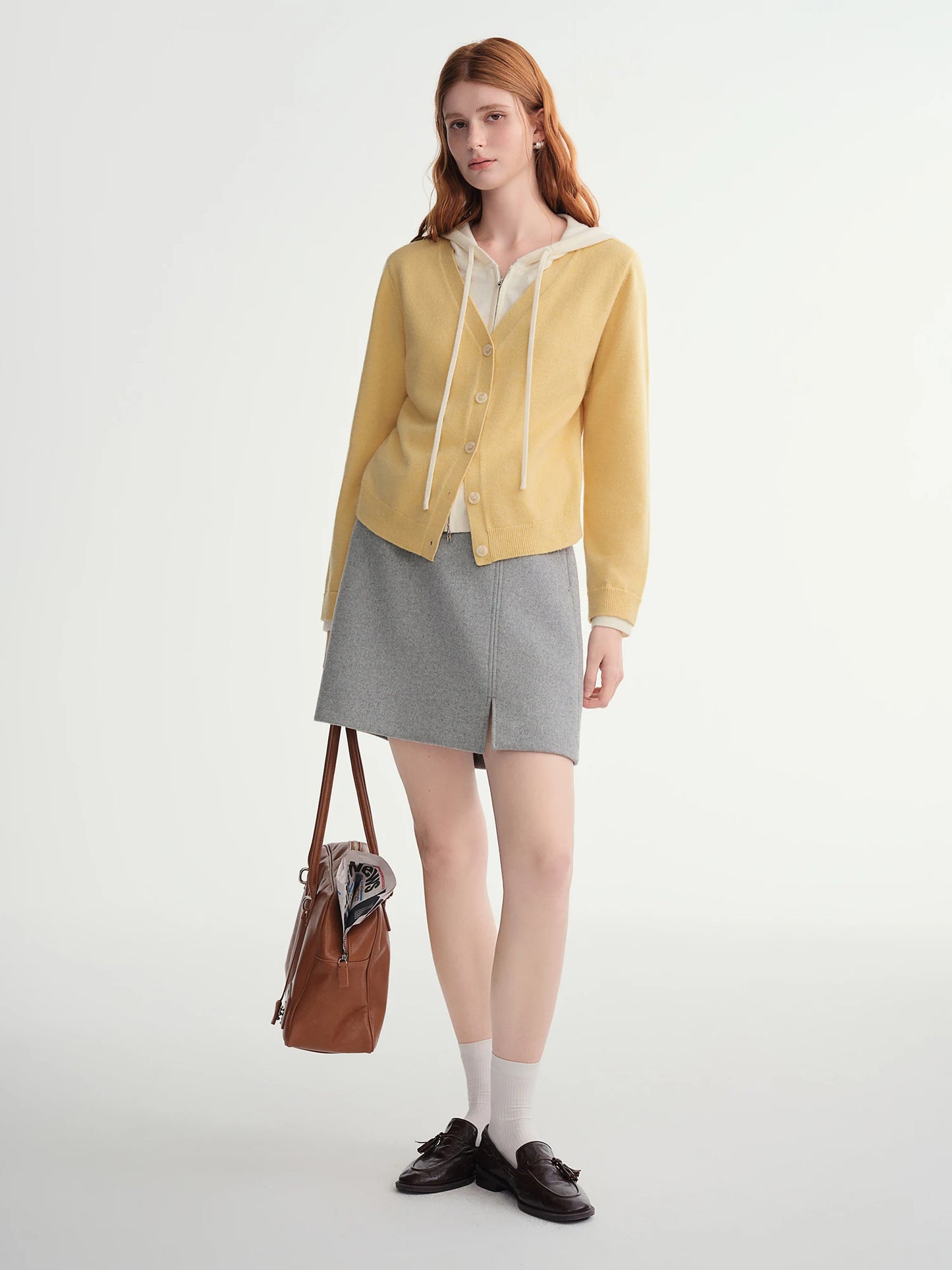 DUSHU Classic Long and Short Elastic Waist A-line Skirt 2025 Winter Skirt for Women Solid Simple Commuting Office Ladies College