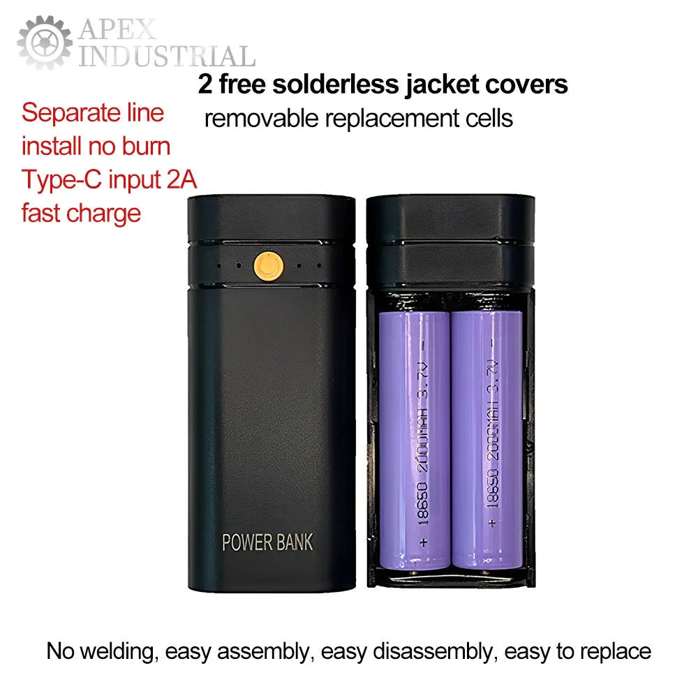 Portable 18650 Battery Charger Case 2 x 18650 DIY Power Bank Box Kit USB Output Ports 3.7V Plastic Mobile Power Supply Housing
