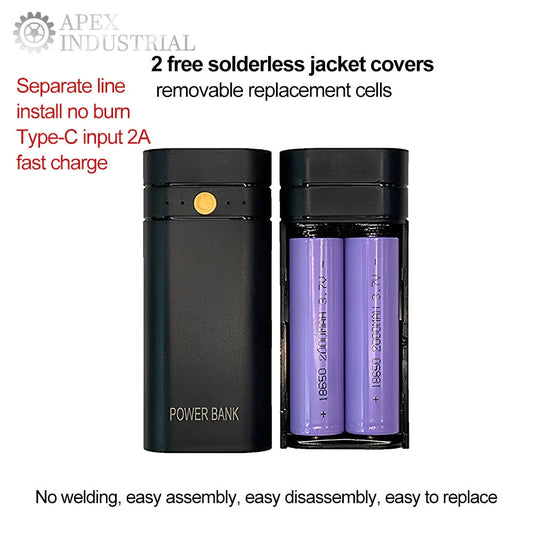Portable 18650 Battery Charger Case 2 x 18650 DIY Power Bank Box Kit USB Output Ports 3.7V Plastic Mobile Power Supply Housing