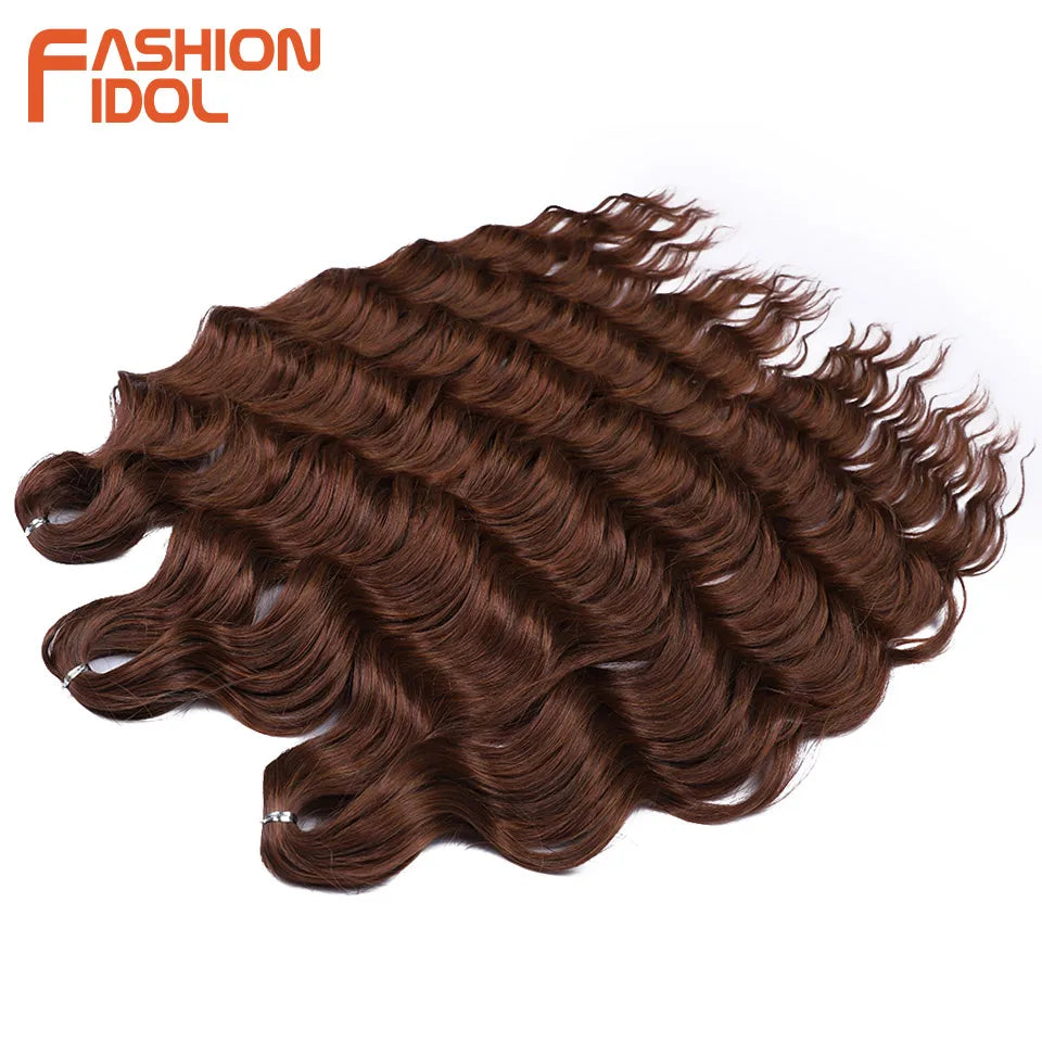 Anna 24 Inch Synthetic Hair Water Wave Braiding Hair Extensions Ombre Blonde Deep Wave Afro Curl Twist Crochet Hair for Women