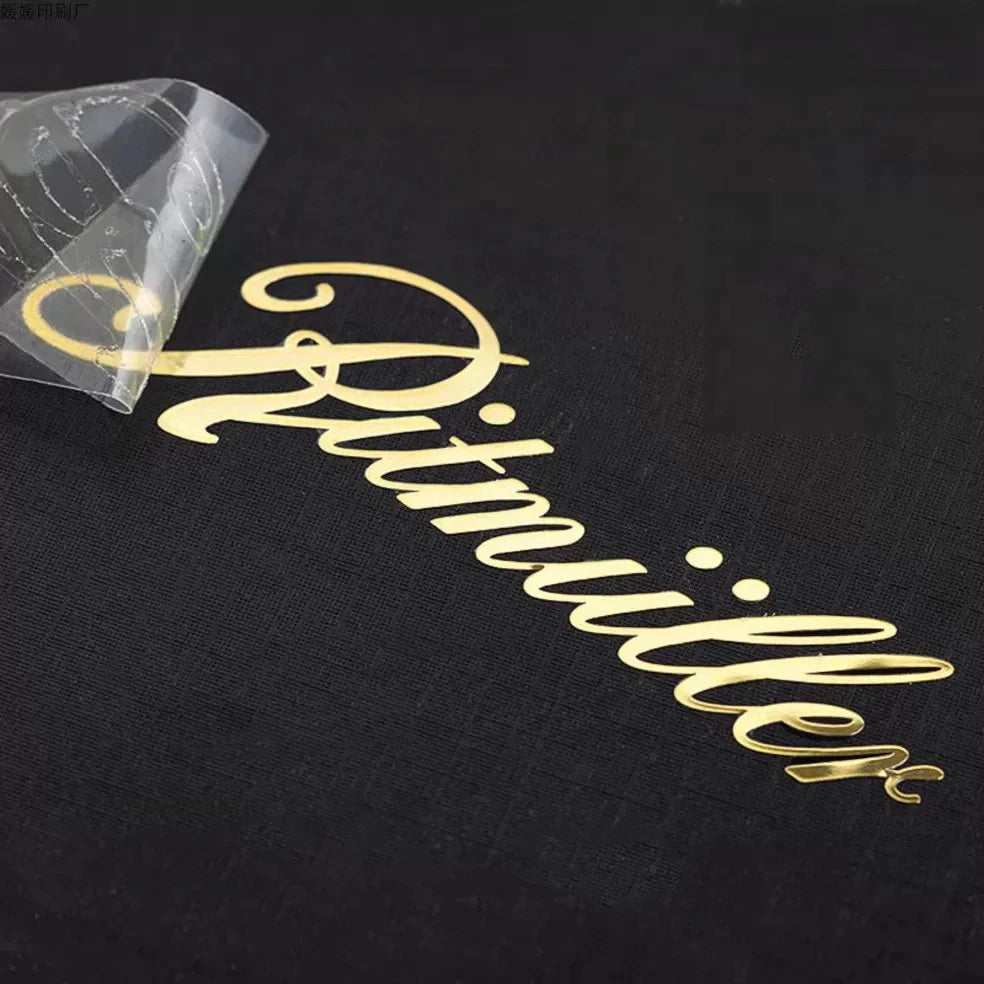 50PCS Metal transfer sticker 3D custom logo name self-adhesive with any text Gold and Silver for easy tearing