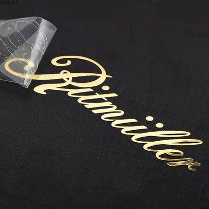50PCS Metal transfer sticker 3D custom logo name self-adhesive with any text Gold and Silver for easy tearing