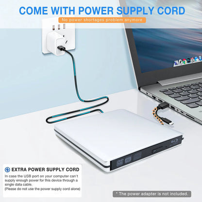 External USB3.0 Bluray Burner Writer Optical BD-RE Recorder 3D BD-ROM Blu-Ray Reader Bluray Play DVD Recorder for Laptop/Desktop