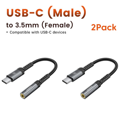 Toocki iP/USB Type C to 3.5mm Jack HiFi Audio Dongle Cable Adapter Male to Female Headphone AUX Converter for Xiaomi POCO iPhone