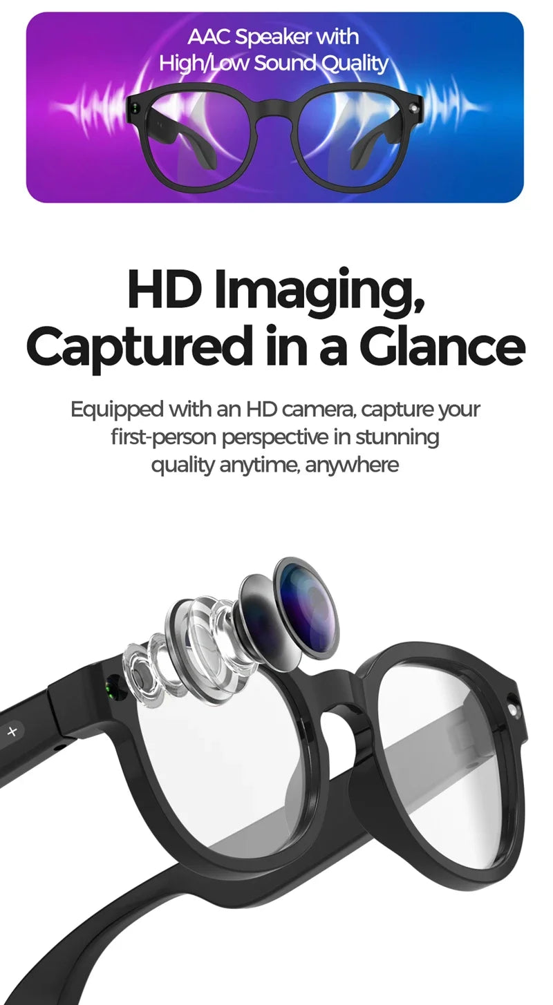Xiaomi 4K AI Camera Glasses 800MP Multifunctional Photochromic Smart Glasses Bluetooth Calling Photo Video Music Translation New