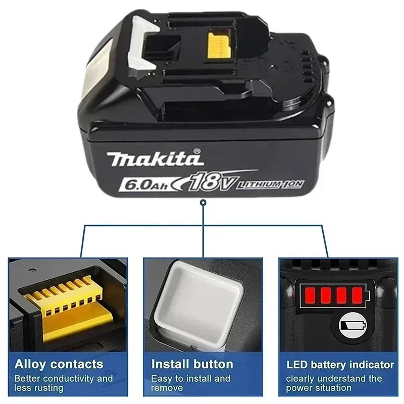 Original Makita 6Ah/5Ah for Makita 18V Battery BL1830B BL1850B BL1850 BL1840 BL1860 BL1815 Replacement Lithium Battery