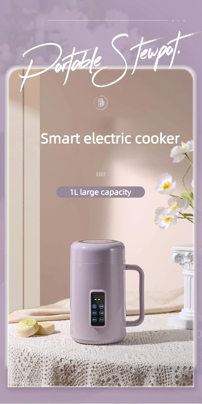 220V /110V Fully Automatic Mini Stew Pot Porridge Pot Household Electric Stew Pot Ceramic BB Soup Porridge Cooker EU/US Plug