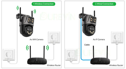 6K 9MP HD IP Camera Outdoor Three-Lens External WiFi Camera 4K/2K Dual Screen Security PTZ Cam Auto Tracking Surveillance iCSee