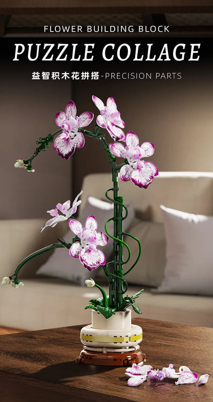 Mother's Day Gift Flowers Building Block Toy Oncidium Bouquet MOC Small Particles Orchid Bricks Flower Toy for Woman Girls Kids