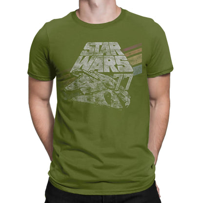 Stars  T-Shirts Men Millennium Falcon 77 Fashion Pure Cotton Tee Shirt Crewneck Short Sleeve T Shirt Printing Tops