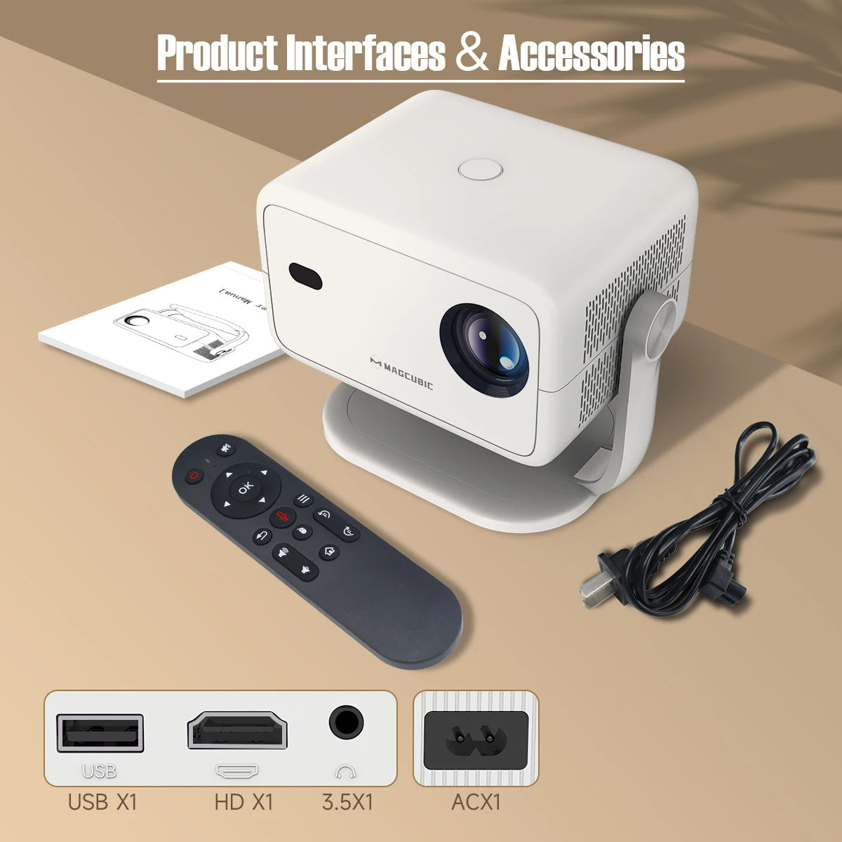 Magcubic Native 1080P 650ANSI 8K Android14 L018 Projector With Auto Keystone Correction Focus Wifi6 BT5.4 Portable Movie Outdoor