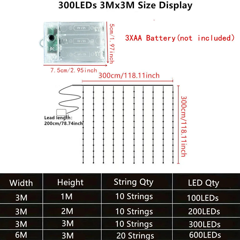 Bedroom Decoration Ramadan Home Decoration Battery Power LED Curtain Light Fairy String 2026 Mother's Day Eid Mubarak
