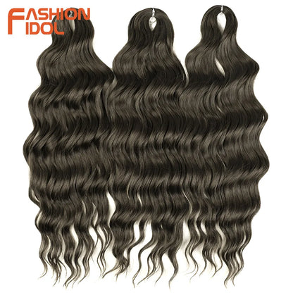 Anna 24 Inch Synthetic Hair Water Wave Braiding Hair Extensions Ombre Blonde Deep Wave Afro Curl Twist Crochet Hair for Women