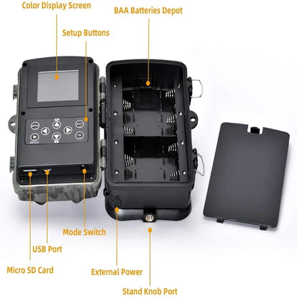 Outdoor WIFI APP 4K/2.7K 36MP/24MP Trail Camera Wildlife Infrared Night Vision Motion Activated IP65 Trap Game Cam Waterproof