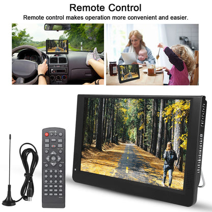 NEW 12in Color Screen 1080P Car Digital TV ATV/UHF/VHF Stereo Surrounding Car Television Mini Television Portable