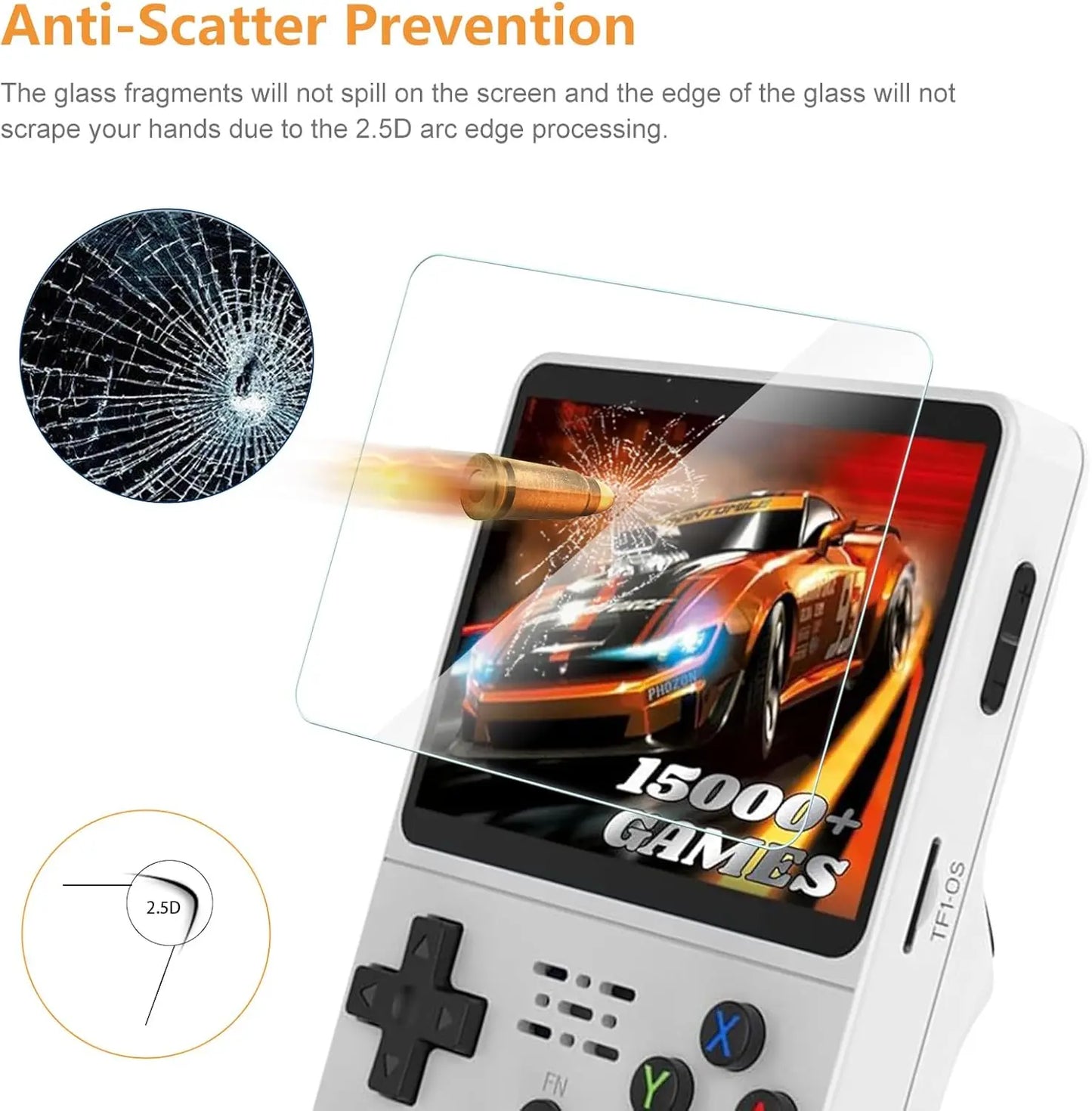 4 IN 1 Case+Glass for R36S Game Console Travel Carrying Storage Bag & Screen Protectors Tempered Glass Film for R36S Accessories