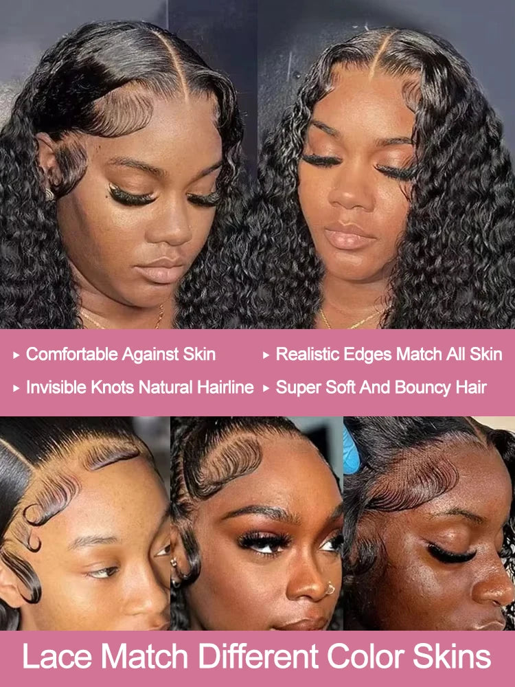 40 46 Inch 13x4 13x6 HD Deep Wave Lace Frontal Wig Brazilian Loose Water Curly Lace Front Human Hair Wigs For Women 300% Density