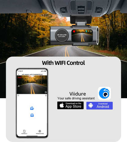 Dash Cam 4K GPS WIFI APP 24H Night Vision Mini Optional Rear Lens Dashcam Car DVR Video Recorder Camera For Car Black Box