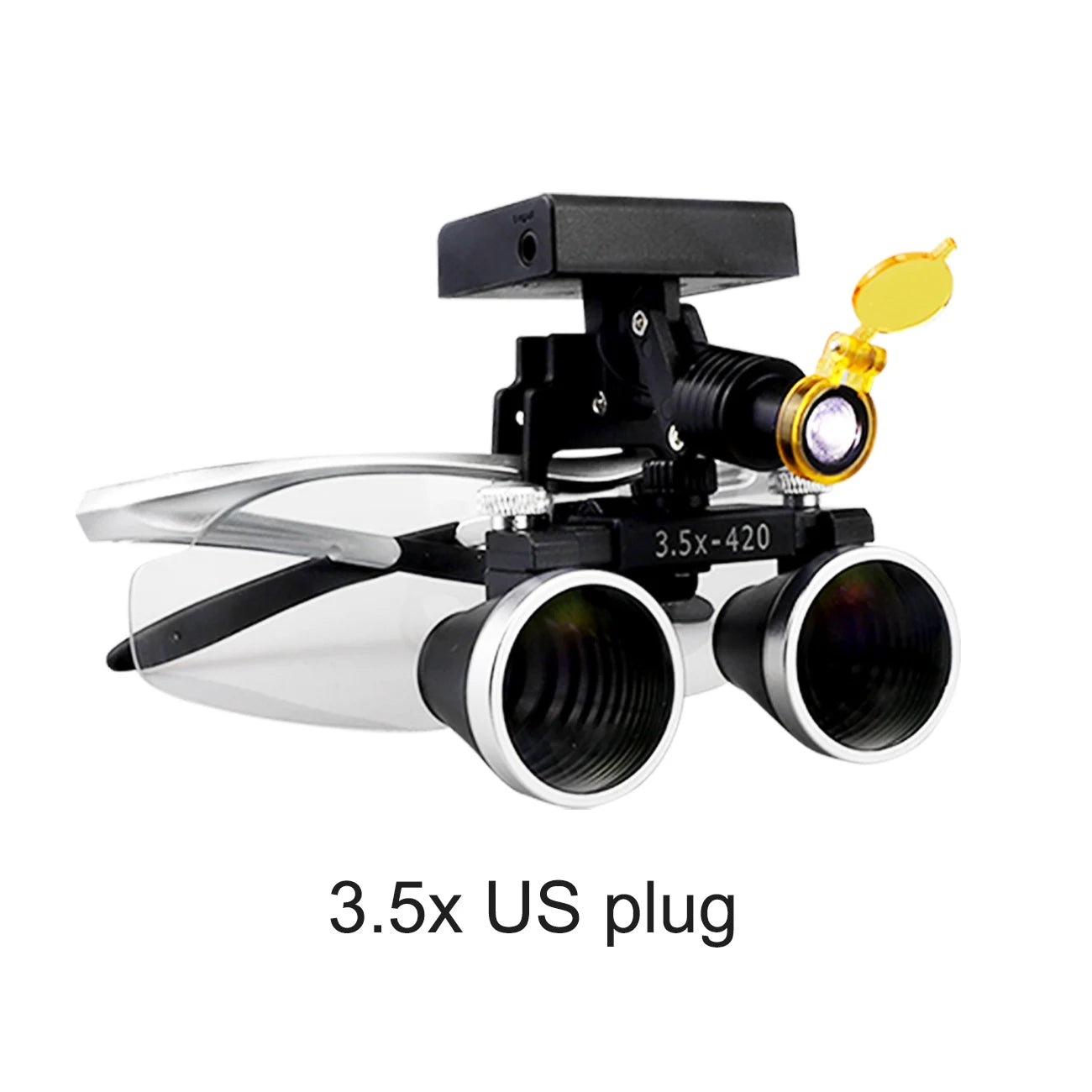 2.5X/3.5X 420mm Dental Loupe Magnifier Binocular Magnifier Surgery Surgical Operation Loupe with Spotlight Head Light 5W LED