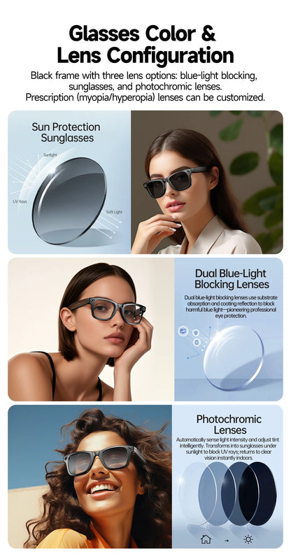 New Upgrade Smart glasses With Camera Video Recording AI Photo Recognition Bluetooth Call Translation Voice Sunglasses Men Women