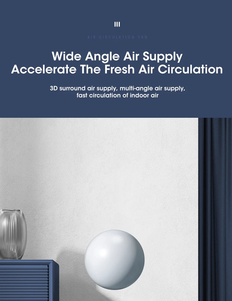 Desktop Air Circulation Fan Silent Rechargeable Fan Wall Mounted Fan 4000mAh Electric Table Fan