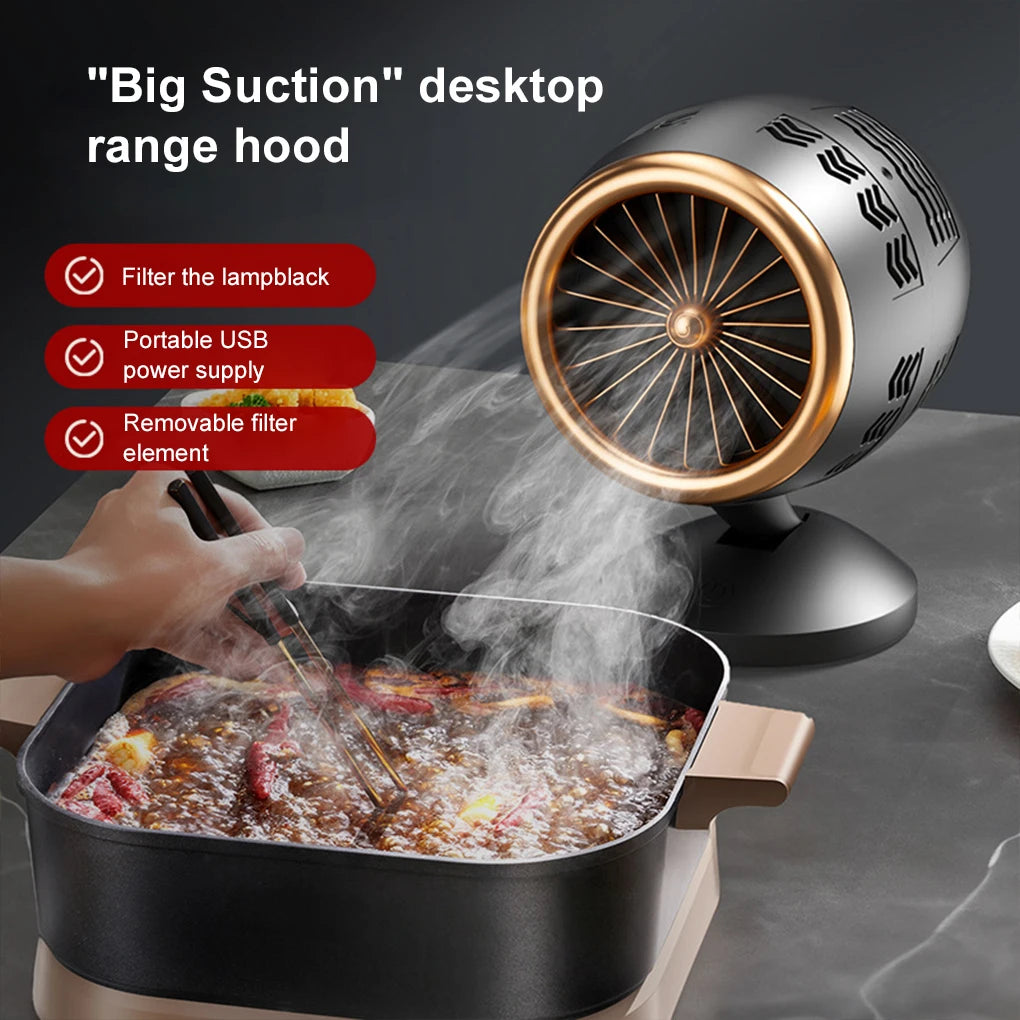 Portable Desktop Range Hood Cleaner Air Adjustable Ventilator Big Suction For Smoking Home Kitchen BBQ hot pot Smoking Machine